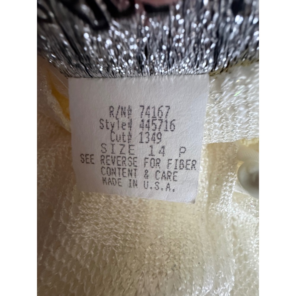 Shari Aide Petites Vintage Cream Metallic Knit Dress & Cardigan Set 14P USA Made - Picture 3 of 16
